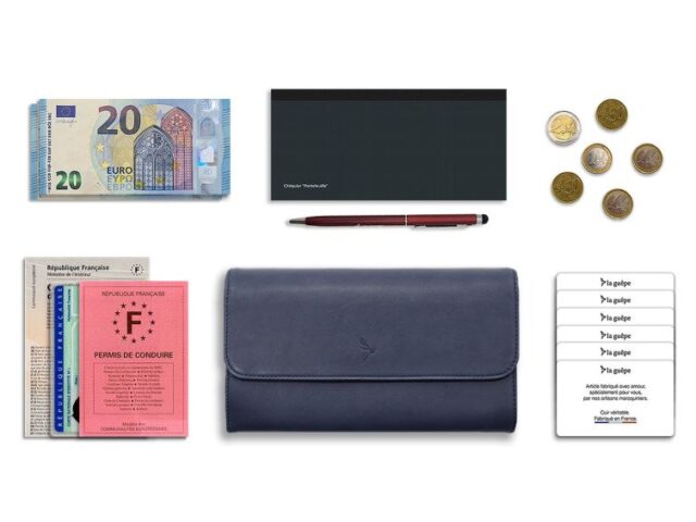 La Guêpe - Petite Maroquinerie - Compagnon "Luxe" en cuir bleu - 20 cm - PM-004-01