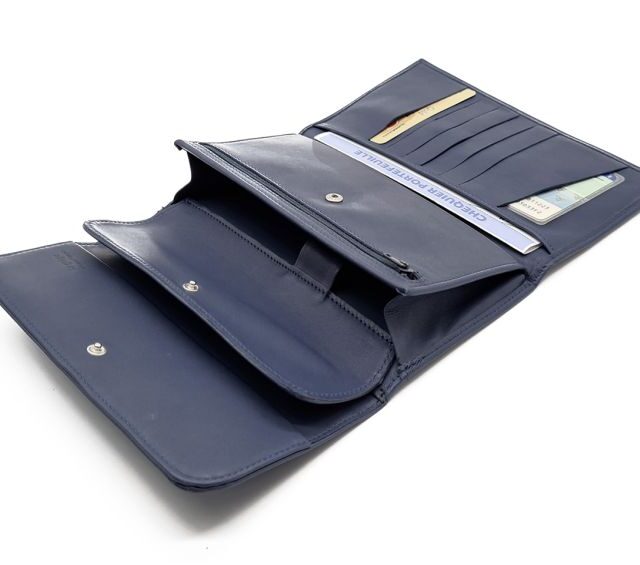 La Guêpe - Petite Maroquinerie - Compagnon "Luxe" en cuir bleu - 20 cm - PM-004-01