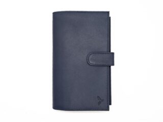 La Guêpe - Compagnon “Luxe” en cuir bleu – 3 volets avec patte – PM-026-01