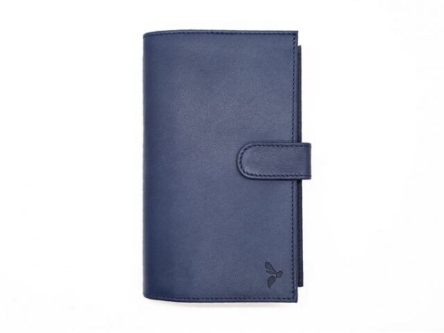 La Guêpe - Petite Maroquinerie - Compagnon "Luxe" en cuir bleu - 3 volets avec patte - PM-026-01