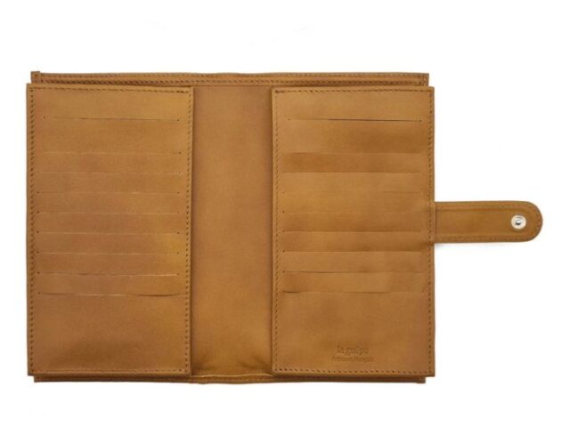 La Guêpe - Petite Maroquinerie - Compagnon "Luxe" en cuir gold - double avec patte - PM-027-01