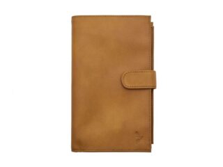 La Guêpe - Compagnon Luxe en cuir gold  double avec patte  PM-027-01