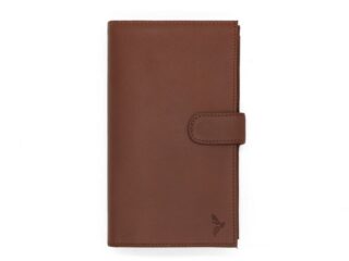 La Guêpe - Compagnon Luxe en cuir marron  2 volets avec patte  PM-025-01