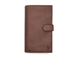 La Guêpe - Compagnon “Luxe” en cuir marron – double avec patte – PM-027-01