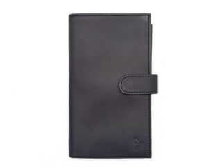 La Guêpe - Compagnon “Luxe” en cuir noir – 2 volets avec patte – PM-025-01