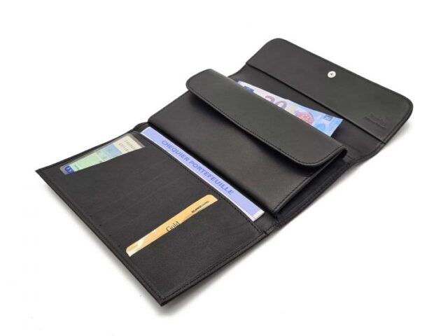 La Guêpe - Petite Maroquinerie - Compagnon "Luxe" en cuir noir - 20 cm - PM-004-01