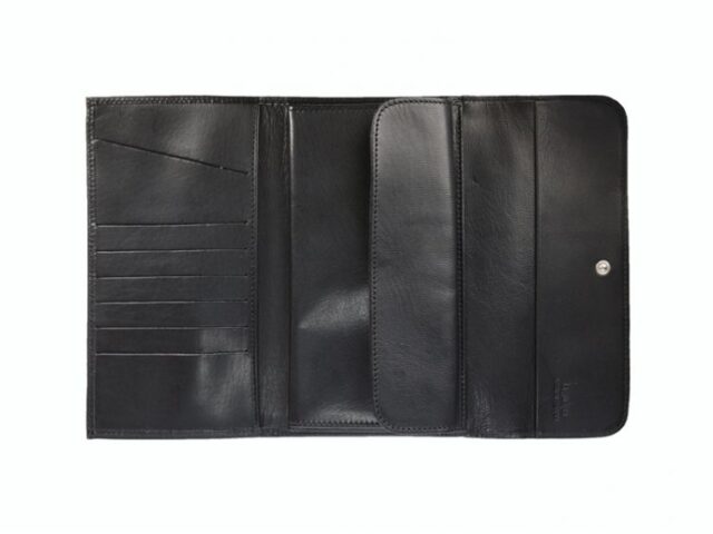 La Guêpe - Petite Maroquinerie - Compagnon "Luxe" en cuir noir - 20 cm - PM-004-01