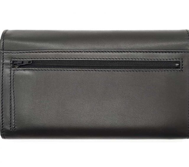 La Guêpe - Petite Maroquinerie - Compagnon "Luxe" en cuir noir - 20 cm - PM-004-01