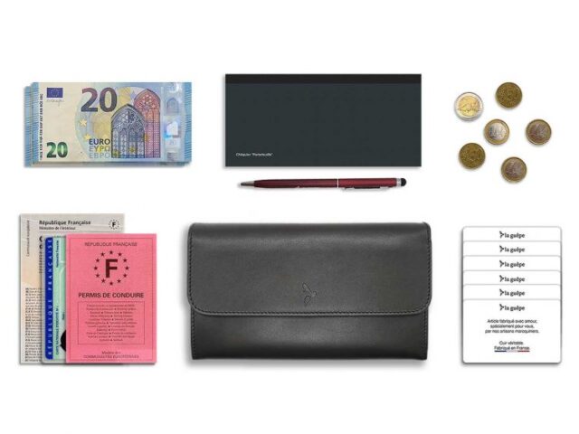 La Guêpe - Petite Maroquinerie - Compagnon "Luxe" en cuir noir - 20 cm - PM-004-01