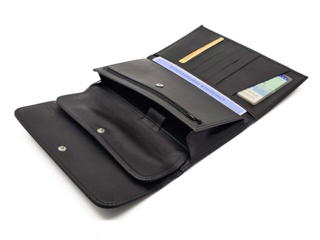 La Guêpe - Petite Maroquinerie - Compagnon "Luxe" en cuir noir - 20 cm - PM-004-01