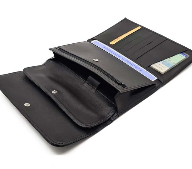 La Guêpe - Petite Maroquinerie - Compagnon "Luxe" en cuir noir - 20 cm - PM-004-01