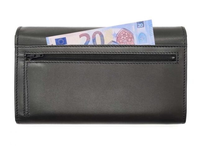 La Guêpe - Petite Maroquinerie - Compagnon "Luxe" en cuir noir - 20 cm - PM-004-01