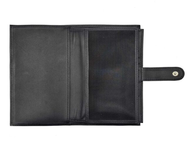 La Guêpe - Petite Maroquinerie - Compagnon "Luxe" en cuir noir - 3 volets avec patte - PM-026-01