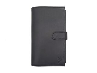 La Guêpe - Compagnon “Luxe” en cuir noir – 3 volets avec patte – PM-026-01