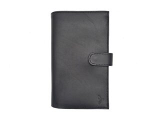 La Guêpe - Compagnon “Luxe” en cuir noir – double avec patte – PM-027-01