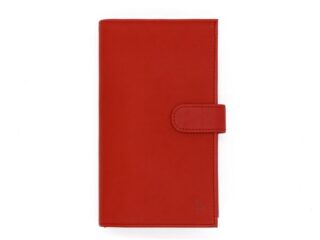 La Guêpe - Compagnon “Luxe” en cuir rouge – 2 volets avec patte – PM-025-01