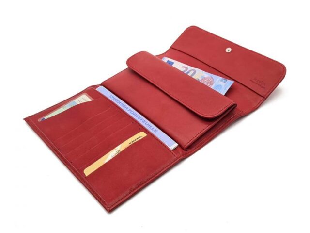 La Guêpe - Petite Maroquinerie - Compagnon "Luxe" en cuir rouge - 20 cm - PM-004-01