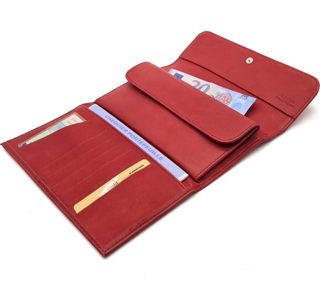 La Guêpe - Petite Maroquinerie - Compagnon "Luxe" en cuir rouge - 20 cm - PM-004-01