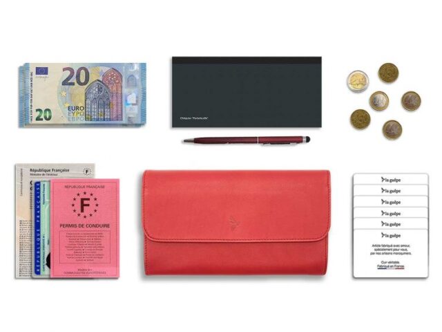 La Guêpe - Petite Maroquinerie - Compagnon "Luxe" en cuir rouge - 20 cm - PM-004-01