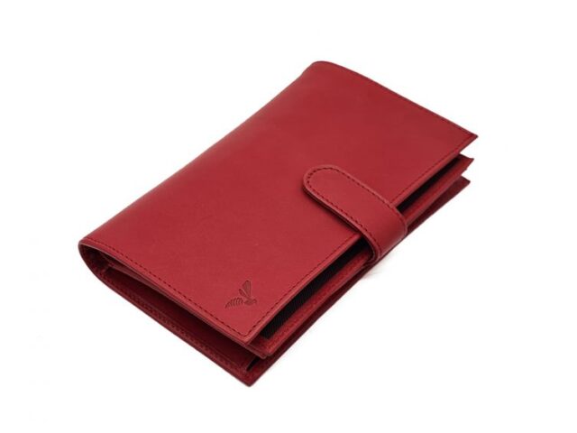 La Guêpe - Petite Maroquinerie - Compagnon "Luxe" en cuir rouge - 3 volets avec patte - PM-026-01