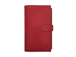 La Guêpe - Compagnon “Luxe” en cuir rouge – 3 volets avec patte – PM-026-01
