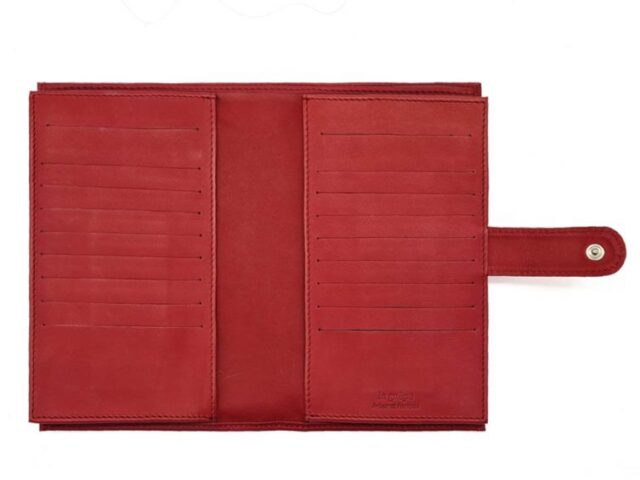 La Guêpe - Petite Maroquinerie - Compagnon "Luxe" en cuir rouge - double avec patte - PM-027-01