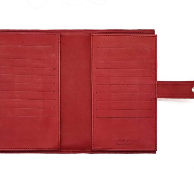 La Guêpe - Petite Maroquinerie - Compagnon "Luxe" en cuir rouge - double avec patte - PM-027-01