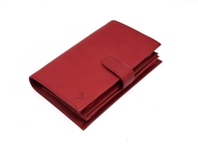 La Guêpe - Petite Maroquinerie - Compagnon "Luxe" en cuir rouge - double avec patte - PM-027-01