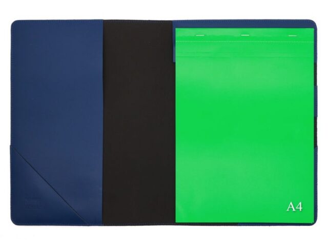 Lavoisier Maroquinier - Conférencier A4 en cuir bleu cobalt