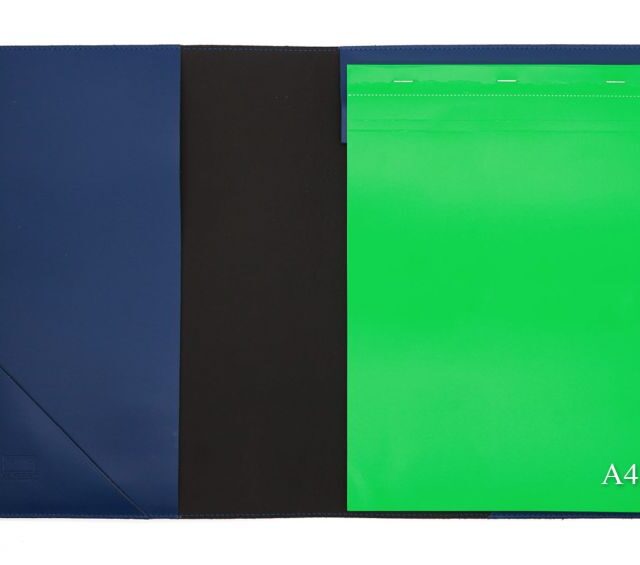 Lavoisier Maroquinier - Conférencier A4 en cuir bleu cobalt