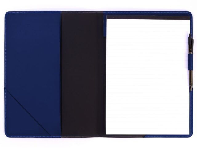 Lavoisier Maroquinier - Conférencier A4 en cuir bleu cobalt