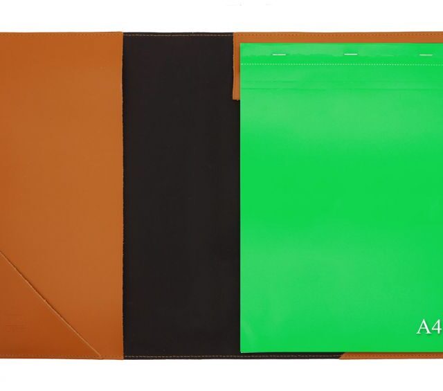 Lavoisier Maroquinier - Conférencier A4 en cuir gold