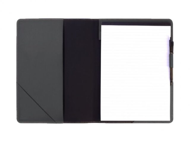 Lavoisier Maroquinier - Conférencier A4 en cuir gris fer