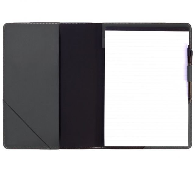 Lavoisier Maroquinier - Conférencier A4 en cuir gris fer