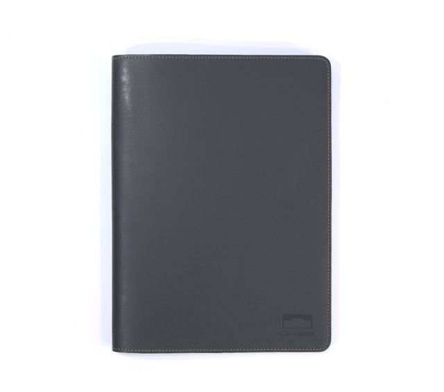 Lavoisier Maroquinier - Conférencier A4 en cuir gris fer