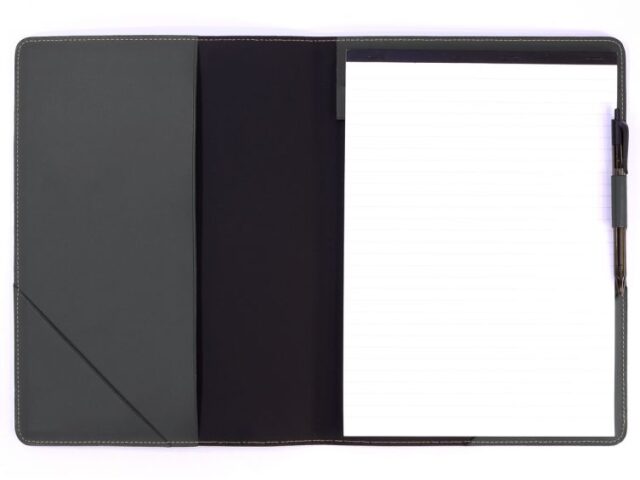 Lavoisier Maroquinier - Conférencier A4 en cuir gris fer