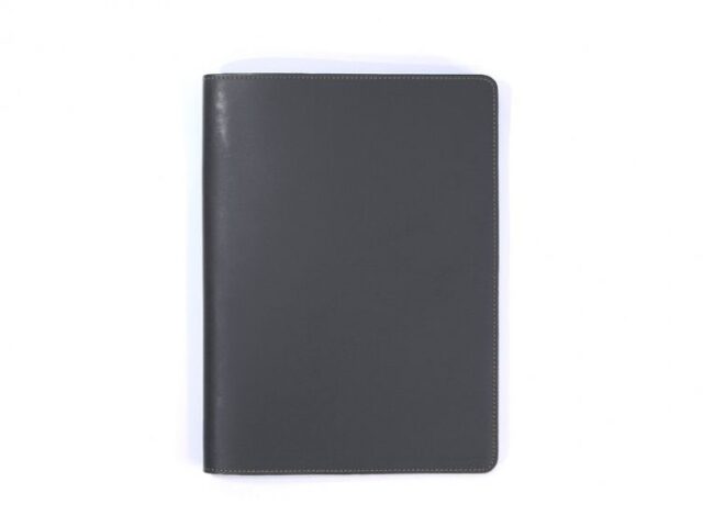 Lavoisier Maroquinier - Conférencier A4 en cuir gris fer