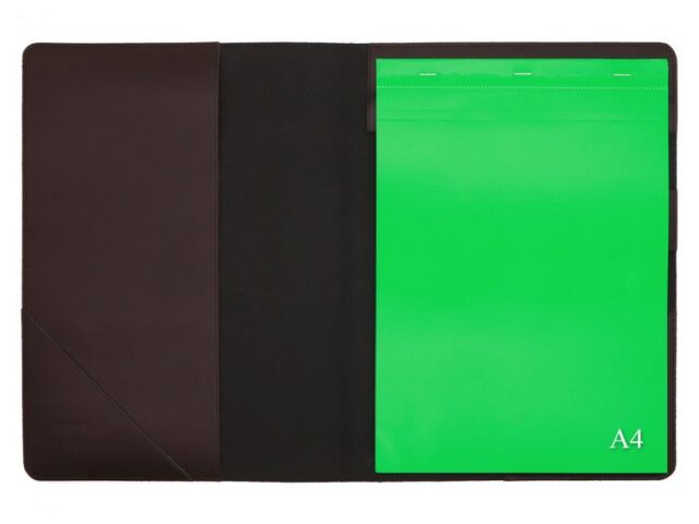 Lavoisier Maroquinier - Conférencier A4 en cuir marron foncé