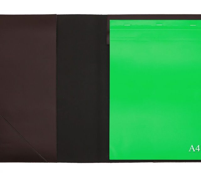 Lavoisier Maroquinier - Conférencier A4 en cuir marron foncé