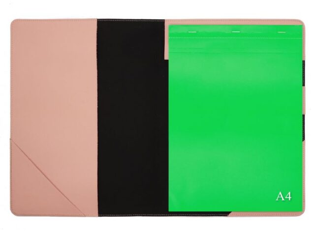 Lavoisier Maroquinier - Conférencier A4 en cuir rose