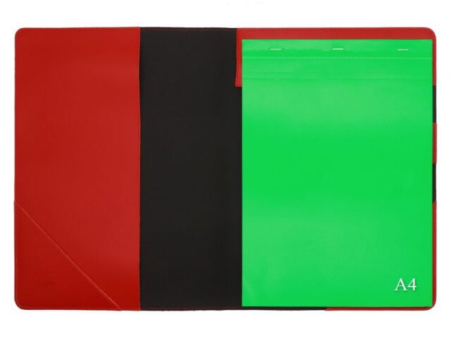 Lavoisier Maroquinier - Conférencier A4 en cuir rouge coquelicot