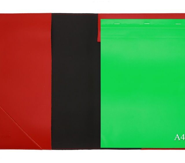 Lavoisier Maroquinier - Conférencier A4 en cuir rouge coquelicot