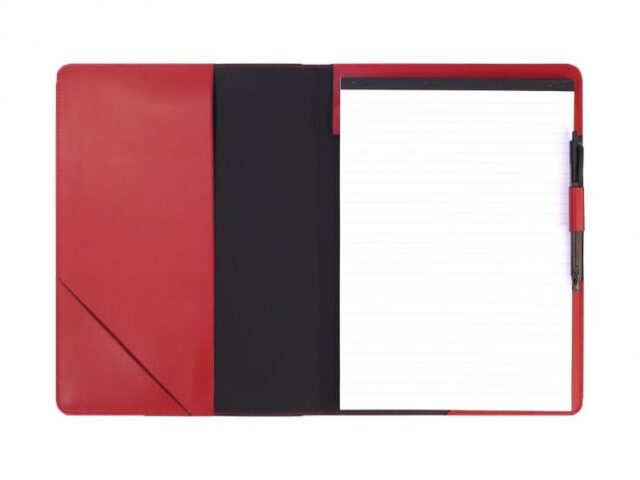 Lavoisier Maroquinier - Conférencier A4 en cuir rouge coquelicot