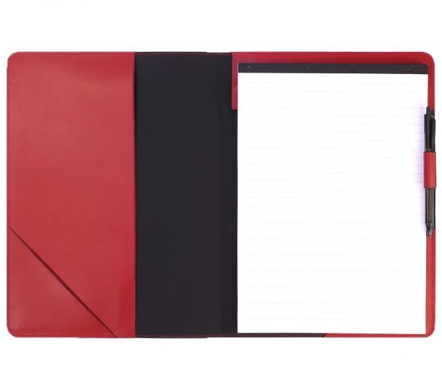 Lavoisier Maroquinier - Conférencier A4 en cuir rouge coquelicot