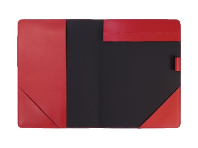 Lavoisier Maroquinier - Conférencier A4 en cuir rouge coquelicot