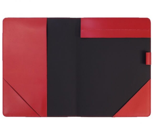 Lavoisier Maroquinier - Conférencier A4 en cuir rouge coquelicot