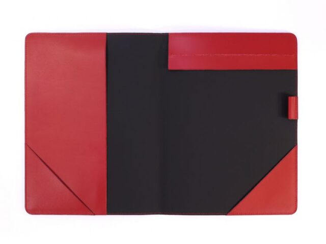 Lavoisier Maroquinier - Conférencier A4 en cuir rouge coquelicot