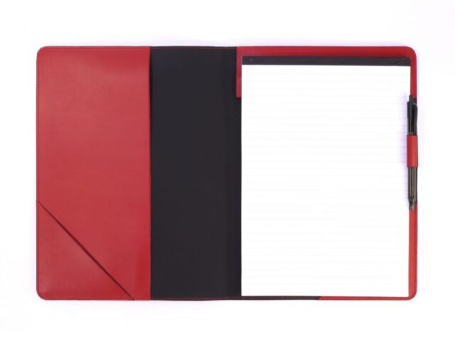 Lavoisier Maroquinier - Conférencier A4 en cuir rouge coquelicot