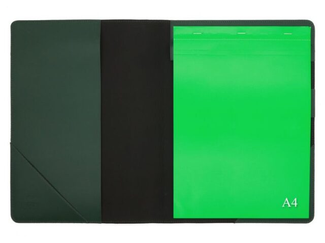 Lavoisier Maroquinier - Conférencier A4 en cuir vert anglais