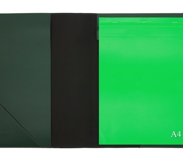 Lavoisier Maroquinier - Conférencier A4 en cuir vert anglais